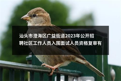 汕头市澄海区广益街道2023年公开招聘社区工作人员入围面试人员资格复审有关事项的公告 图片